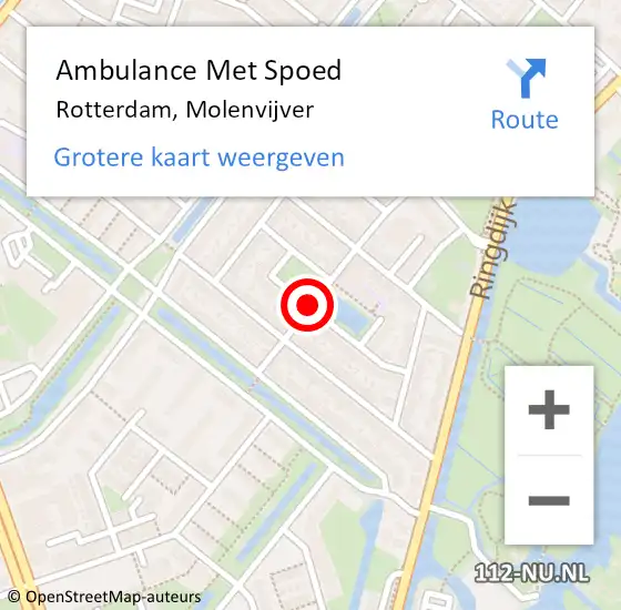 Locatie op kaart van de 112 melding: Ambulance Met Spoed Naar Rotterdam, Molenvijver op 11 februari 2019 04:47