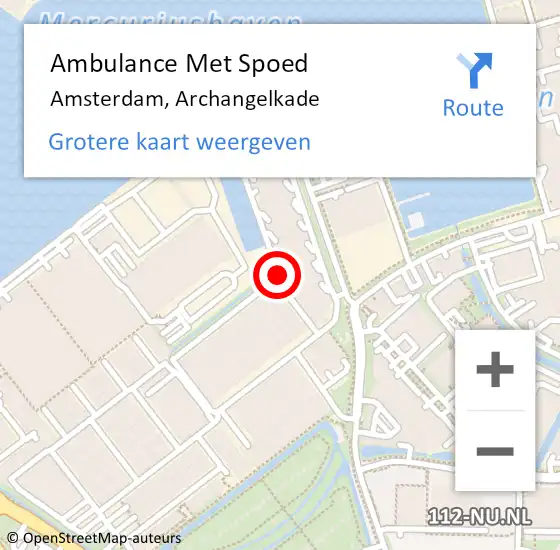 Locatie op kaart van de 112 melding: Ambulance Met Spoed Naar Amsterdam, Archangelkade op 11 februari 2019 08:34