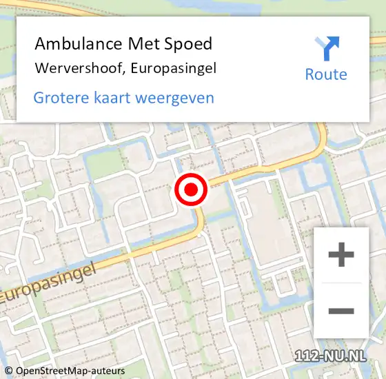 Locatie op kaart van de 112 melding: Ambulance Met Spoed Naar Wervershoof, Europasingel op 11 februari 2019 09:50