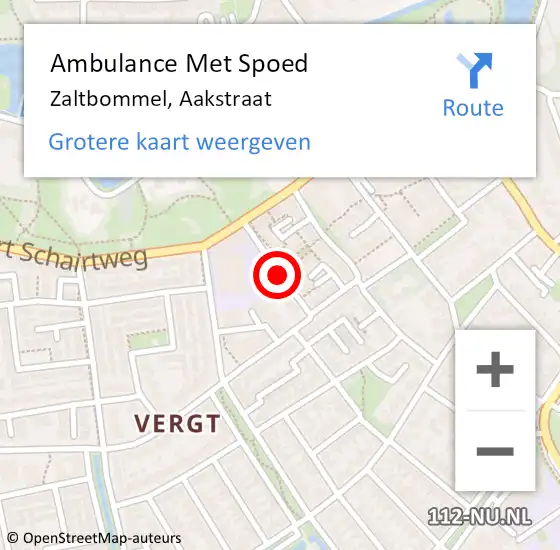 Locatie op kaart van de 112 melding: Ambulance Met Spoed Naar Zaltbommel, Aakstraat op 11 februari 2019 12:39