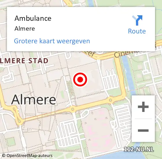 Locatie op kaart van de 112 melding: Ambulance Almere op 11 februari 2019 13:59
