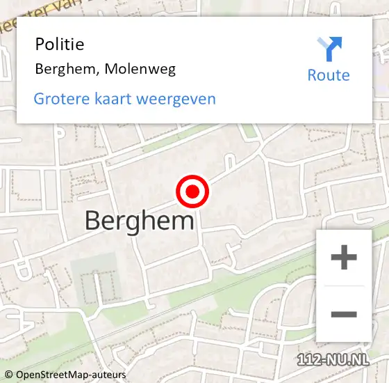 Locatie op kaart van de 112 melding: Politie Berghem, Molenweg op 11 februari 2019 17:05