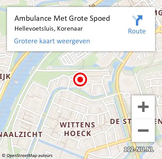 Locatie op kaart van de 112 melding: Ambulance Met Grote Spoed Naar Hellevoetsluis, Korenaar op 11 februari 2019 20:59
