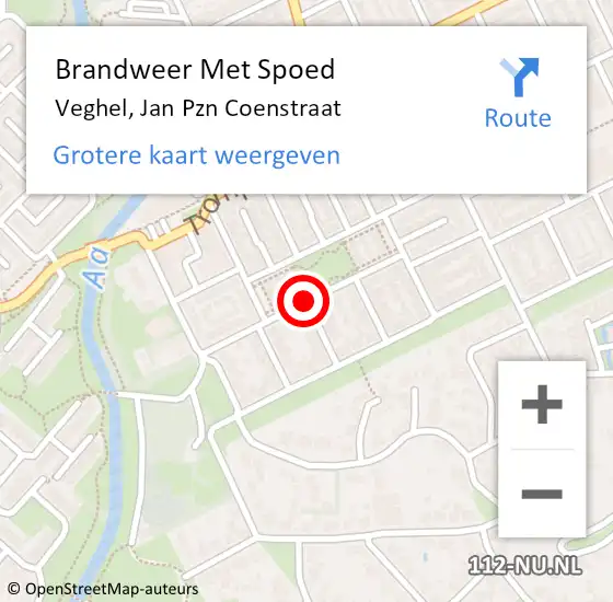 Locatie op kaart van de 112 melding: Brandweer Met Spoed Naar Veghel, Jan Pzn Coenstraat op 11 februari 2019 23:30