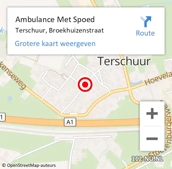 Locatie op kaart van de 112 melding: Ambulance Met Spoed Naar Terschuur, Broekhuizenstraat op 12 februari 2019 02:20
