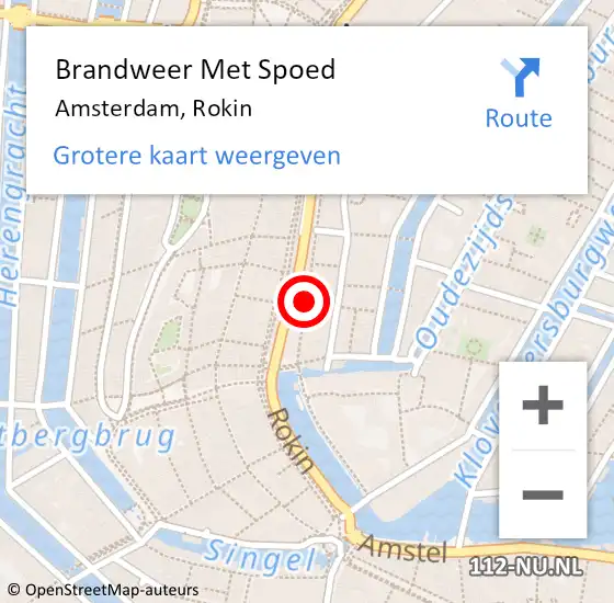 Locatie op kaart van de 112 melding: Brandweer Met Spoed Naar Amsterdam, Rokin op 12 februari 2019 02:43