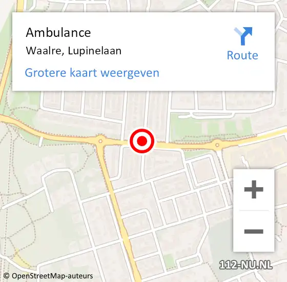 Locatie op kaart van de 112 melding: Ambulance Waalre, Lupinelaan op 12 februari 2019 11:01