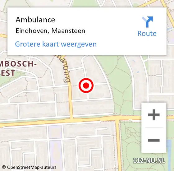 Locatie op kaart van de 112 melding: Ambulance Eindhoven, Maansteen op 12 februari 2019 14:03