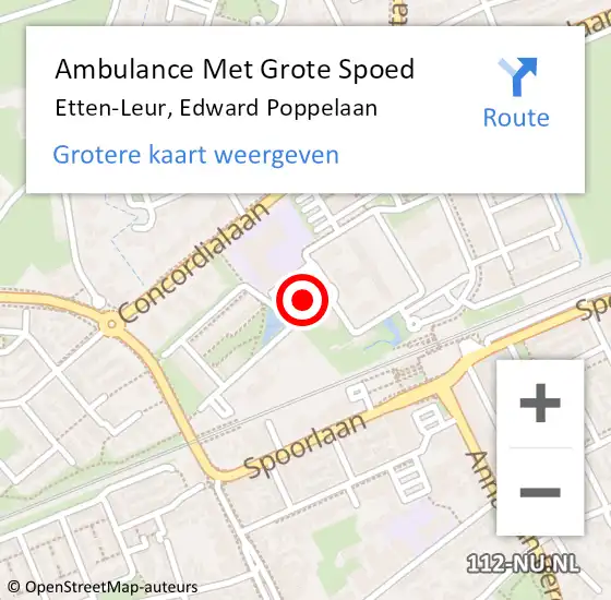 Locatie op kaart van de 112 melding: Ambulance Met Grote Spoed Naar Etten-Leur, Edward Poppelaan op 12 februari 2019 15:44