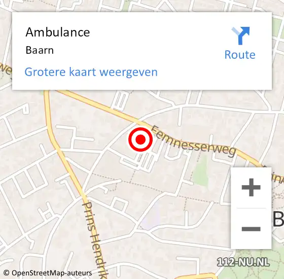Locatie op kaart van de 112 melding: Ambulance Baarn op 12 februari 2019 17:24