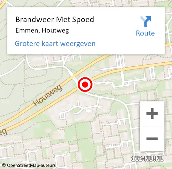 Locatie op kaart van de 112 melding: Brandweer Met Spoed Naar Emmen, Houtweg op 12 februari 2019 19:48