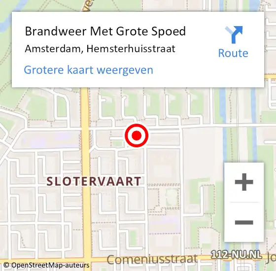 Locatie op kaart van de 112 melding: Brandweer Met Grote Spoed Naar Amsterdam, Hemsterhuisstraat op 12 februari 2019 19:58