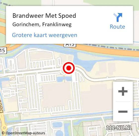 Locatie op kaart van de 112 melding: Brandweer Met Spoed Naar Gorinchem, Franklinweg op 12 februari 2019 23:53