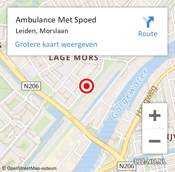 Locatie op kaart van de 112 melding: Ambulance Met Spoed Naar Leiden, Morslaan op 13 februari 2019 02:21