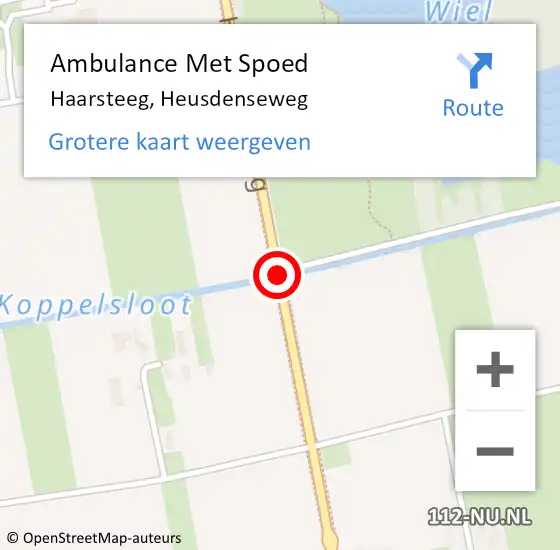 Locatie op kaart van de 112 melding: Ambulance Met Spoed Naar Haarsteeg, Heusdenseweg op 13 februari 2019 04:11
