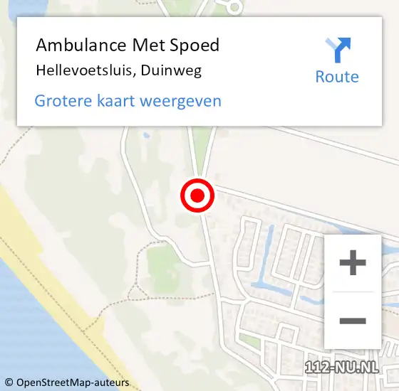 Locatie op kaart van de 112 melding: Ambulance Met Spoed Naar Hellevoetsluis, Duinweg op 13 februari 2019 07:50