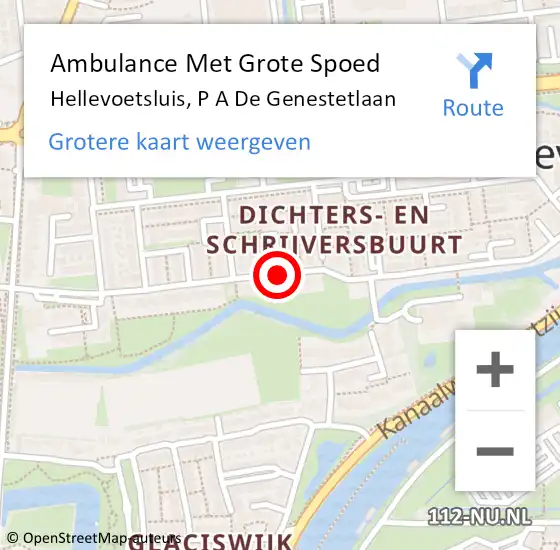 Locatie op kaart van de 112 melding: Ambulance Met Grote Spoed Naar Hellevoetsluis, P A De Genestetlaan op 13 februari 2019 09:44