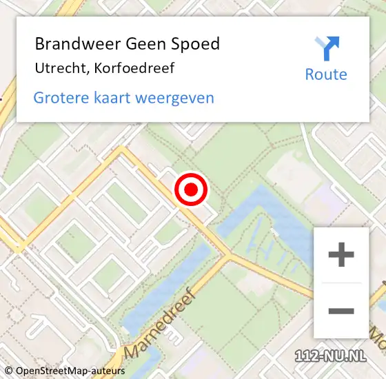 Locatie op kaart van de 112 melding: Brandweer Geen Spoed Naar Utrecht, Korfoedreef op 13 februari 2019 13:28