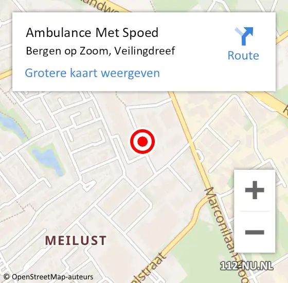 Locatie op kaart van de 112 melding: Ambulance Met Spoed Naar Bergen op Zoom, Veilingdreef op 13 februari 2019 17:01