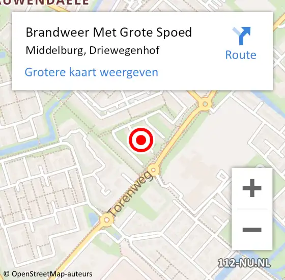 Locatie op kaart van de 112 melding: Brandweer Met Grote Spoed Naar Middelburg, Driewegenhof op 13 februari 2019 20:11