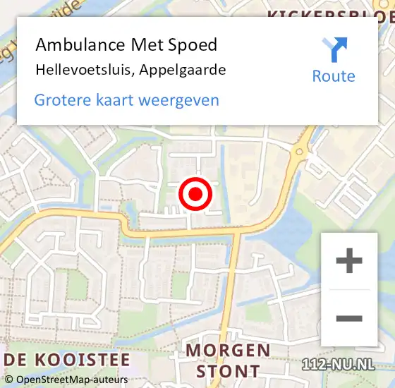 Locatie op kaart van de 112 melding: Ambulance Met Spoed Naar Hellevoetsluis, Appelgaarde op 13 februari 2019 23:19
