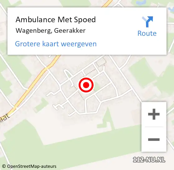 Locatie op kaart van de 112 melding: Ambulance Met Spoed Naar Wagenberg, Geerakker op 13 februari 2019 23:21
