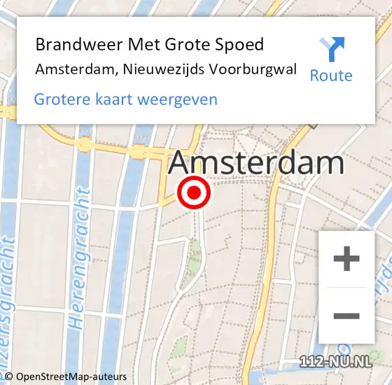 Locatie op kaart van de 112 melding: Brandweer Met Grote Spoed Naar Amsterdam, Nieuwezijds Voorburgwal op 14 februari 2019 07:47