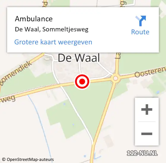 Locatie op kaart van de 112 melding: Ambulance De Waal, Sommeltjesweg op 14 februari 2019 08:51