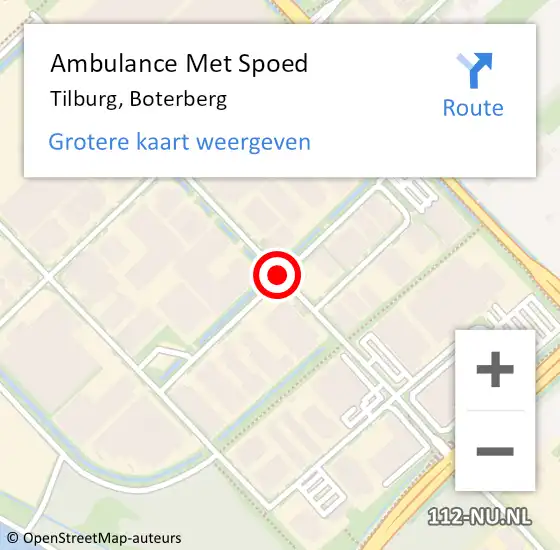 Locatie op kaart van de 112 melding: Ambulance Met Spoed Naar Tilburg, Boterberg op 14 februari 2019 09:45
