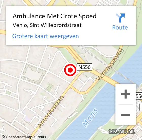 Locatie op kaart van de 112 melding: Ambulance Met Grote Spoed Naar Venlo, Sint Willebrordstraat op 23 maart 2014 16:03