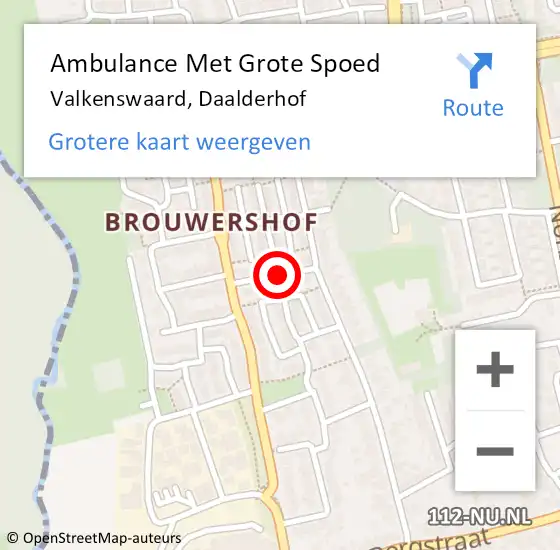 Locatie op kaart van de 112 melding: Ambulance Met Grote Spoed Naar Valkenswaard, Daalderhof op 14 februari 2019 10:35