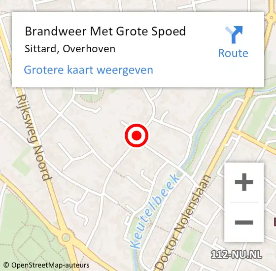 Locatie op kaart van de 112 melding: Brandweer Met Grote Spoed Naar Sittard, Overhoven op 14 februari 2019 10:53