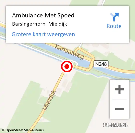 Locatie op kaart van de 112 melding: Ambulance Met Spoed Naar Barsingerhorn, Mieldijk op 14 februari 2019 14:40