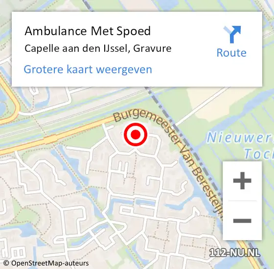 Locatie op kaart van de 112 melding: Ambulance Met Spoed Naar Capelle aan den IJssel, Gravure op 14 februari 2019 15:40
