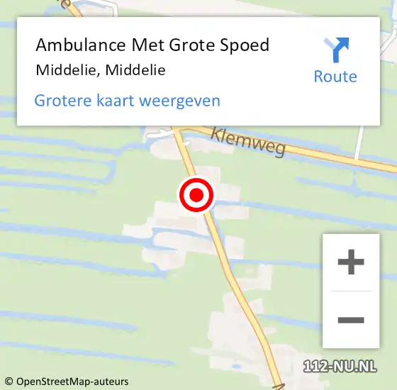 Locatie op kaart van de 112 melding: Ambulance Met Grote Spoed Naar Middelie, Middelie op 14 februari 2019 16:22