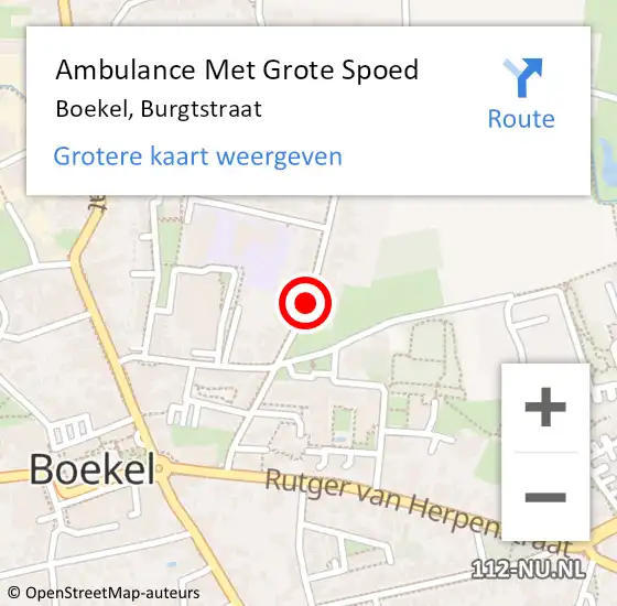 Locatie op kaart van de 112 melding: Ambulance Met Grote Spoed Naar Boekel, Burgtstraat op 14 februari 2019 17:32