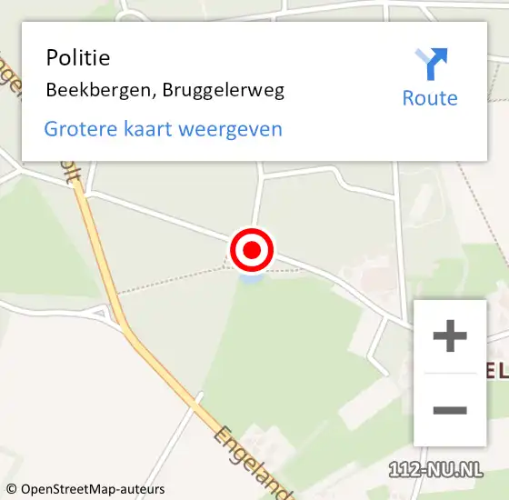 Locatie op kaart van de 112 melding: Politie Beekbergen, Bruggelerweg op 14 februari 2019 21:33