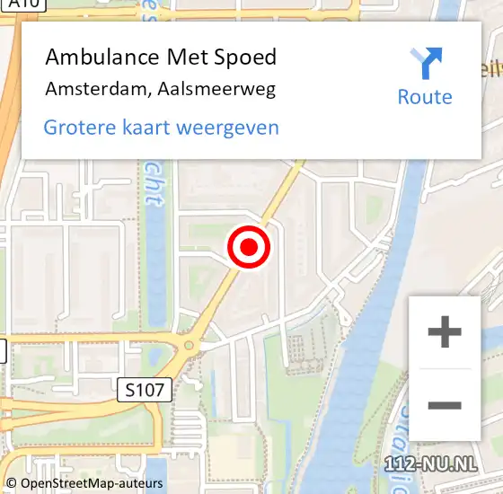 Locatie op kaart van de 112 melding: Ambulance Met Spoed Naar Amsterdam, Aalsmeerweg op 15 februari 2019 00:07