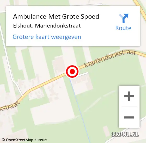 Locatie op kaart van de 112 melding: Ambulance Met Grote Spoed Naar Elshout, Mariendonkstraat op 15 februari 2019 02:28