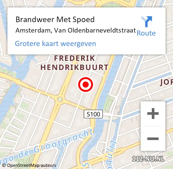 Locatie op kaart van de 112 melding: Brandweer Met Spoed Naar Amsterdam, Van Oldenbarneveldtstraat op 15 februari 2019 03:46