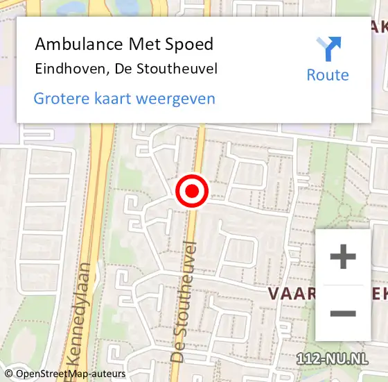 Locatie op kaart van de 112 melding: Ambulance Met Spoed Naar Eindhoven, De Stoutheuvel op 15 februari 2019 04:41