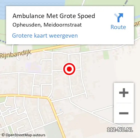 Locatie op kaart van de 112 melding: Ambulance Met Grote Spoed Naar Opheusden, Meidoornstraat op 15 februari 2019 06:29