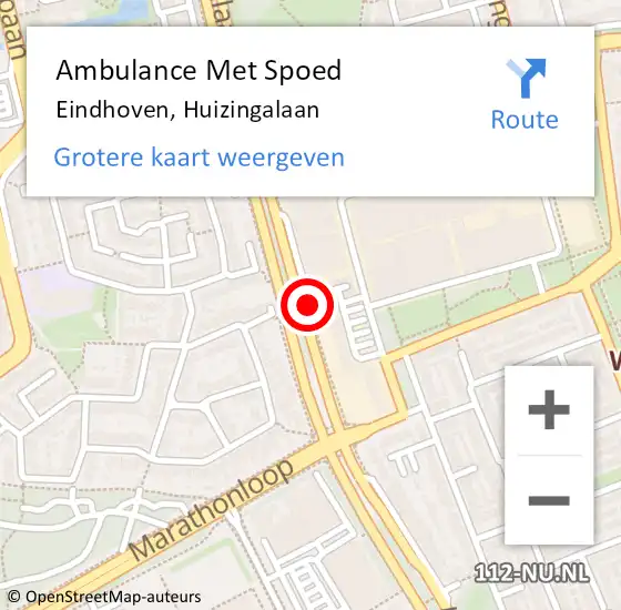 Locatie op kaart van de 112 melding: Ambulance Met Spoed Naar Eindhoven, Huizingalaan op 15 februari 2019 07:05
