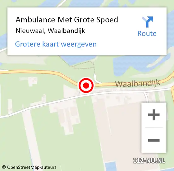Locatie op kaart van de 112 melding: Ambulance Met Grote Spoed Naar Nieuwaal, Waalbandijk op 15 februari 2019 09:17
