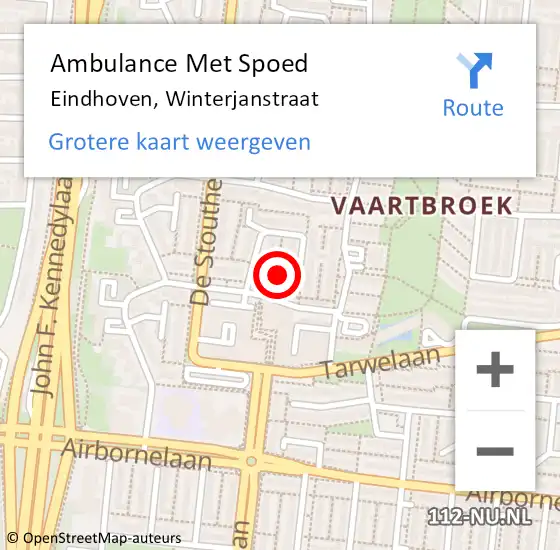 Locatie op kaart van de 112 melding: Ambulance Met Spoed Naar Eindhoven, Winterjanstraat op 15 februari 2019 12:04