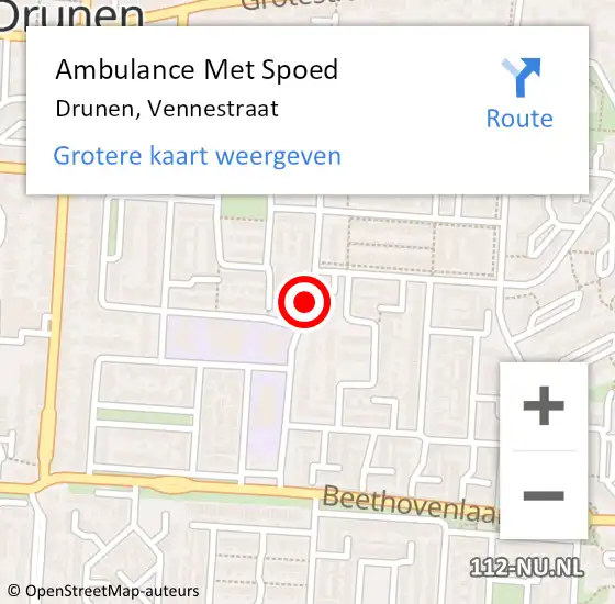 Locatie op kaart van de 112 melding: Ambulance Met Spoed Naar Drunen, Vennestraat op 15 februari 2019 12:35