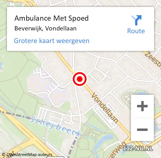 Locatie op kaart van de 112 melding: Ambulance Met Spoed Naar Beverwijk, Vondellaan op 15 februari 2019 14:30
