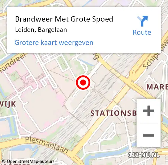 Locatie op kaart van de 112 melding: Brandweer Met Grote Spoed Naar Leiden, Bargelaan op 15 februari 2019 14:32