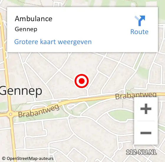 Locatie op kaart van de 112 melding: Ambulance Gennep op 15 februari 2019 14:39