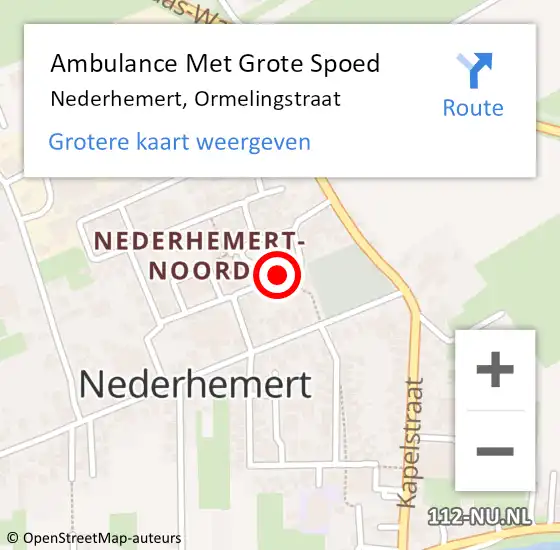 Locatie op kaart van de 112 melding: Ambulance Met Grote Spoed Naar Nederhemert, Ormelingstraat op 15 februari 2019 15:19
